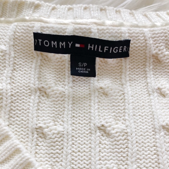 Tommy Hilfiger ivory Knit v-neck sweater - Picture 3 of 4